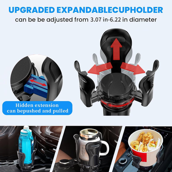 Cup Holder for CarCar Cup Holder Expander with Adjustable Cup Holder and Adjustable Base Large Cup Holder Adapter for Car Can Serve as Water Bottle Holder Drink Holder