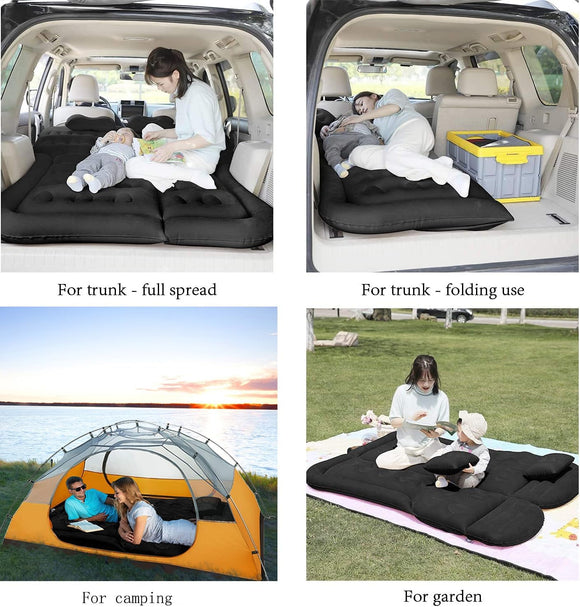 SUV Air Mattress Camping Bed Cushion Pillow Inflatable Thickened Car Air Bed Mattress with Electric Air Pump Portable Sleeping Pad for Travel Camping Upgraded Version Black