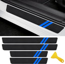 Door Sill Protector Compatible with Dodge Charger Challenger 4PCS Door Sill Protector with Plastic Scraper Carbon Fiber Leather Door Entry Guard Decoration Cars Fiber Door Sill Protector |Blue|-1