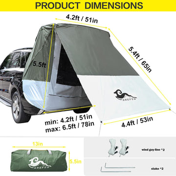 SUV Tailgate Tent with Awning Tailgate Shade Awning for Camping Hatchback Tent Sun Shelter Camping Outdoor Travel Waterproof 3000MM UPF 50+ - 0