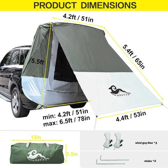 SUV Tailgate Tent with Awning Tailgate Shade Awning for Camping Hatchback Tent Sun Shelter Camping Outdoor Travel Waterproof 3000MM UPF 50+