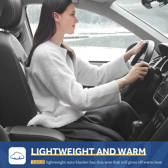 12-Volt Heated Car Blanket Portable Electric Blanket with 3 Heating Levels & 4 Hours Auto Off for Car Truck SUV RV or Camping Machine Washable 59 X 43 Charcoal