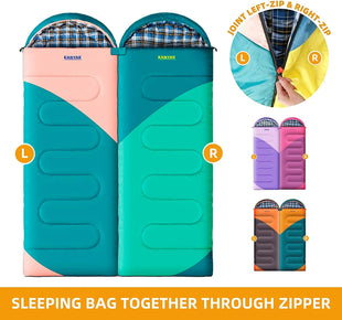 Camping 32 Sleeping Bags for Adults Kids Teens Cold Weather Warm Sleeping Bag Winter for 3-4 Season Camping Camping Gear Equipment Traveling and Outdoors