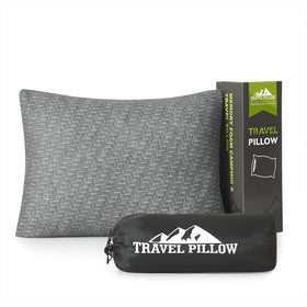Camping Pillow Travel Pillow Small Shredded Memory Foam Pillow - Compressible Medium Firm Breathable Cover Ideal Backpacking Hiking Airplane and Car