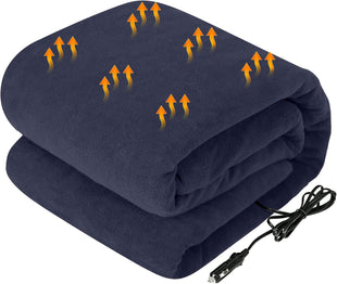Heated Car Blanket 12-Volt Electric Blanket for Car Truck SUV RV Portable Heated Throw for Camping Navy 59 x 43
