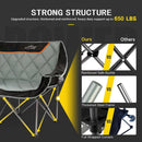 Oversized Fully Padded Camping Chair Folding Loveseat Camping Couch Double Duo Chair Heavy Duty Quad Fold Arm Chair with Cup Hold - Supports 650 LBS Black-6