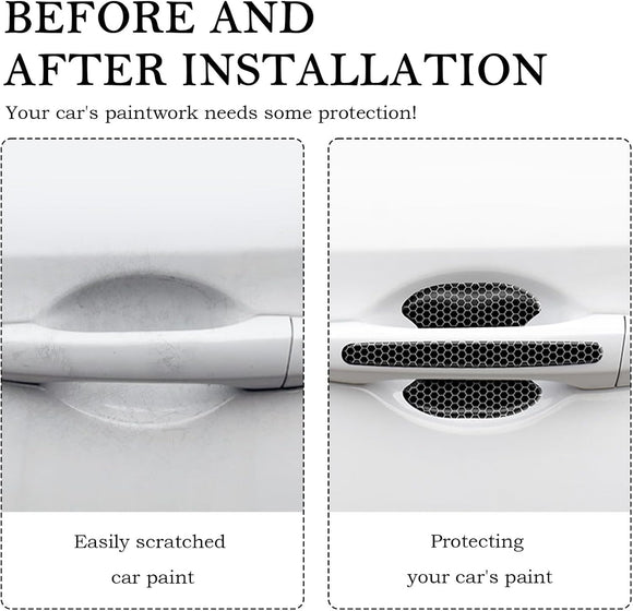 8PCS Car Door Handle Protector with Reflective Design Universal Fit Black Plastic Reflective Door Handle Scratch Protector