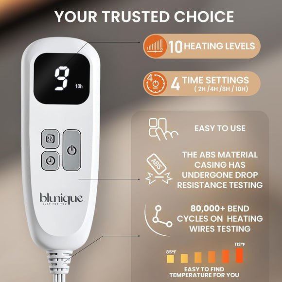 Cow Print Heated Throw Blanket Electric Blanket-Heating Blanket Throw with 10 Heat Levels & 10 Hours Auto Off Cozy Soft Fleece Sherpa Washable 50 x 60 Inches Cow Print White