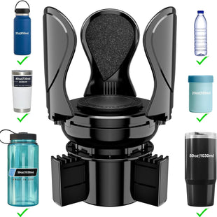 Car Cup Holder Expander Cup Holder Extender Adapter with Expandable Arm and Adjustable Base Compatible with Yeti Ramblers 14-64oz Hydro Flasks 18-64oz Most Coffee Mugs Bottles & Cups