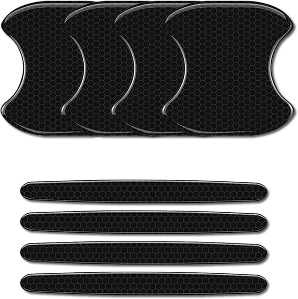 8Pcs Car Door Handle Bowl Sticker Reflective Car Door Handle Paint Scratch Protector Self-Adhesive Scratch Collision Protection Guard Auto Exterior Decor Universal for SUV Truck RV (Black)