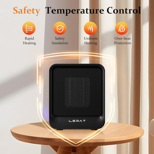 Electric Space Heater Small Heater for Indoor Use 500W PTC Fast Heating Portable Heaters Overheating & Tip-Over Protection Mini Personal Heater for Office Desk Camping Black