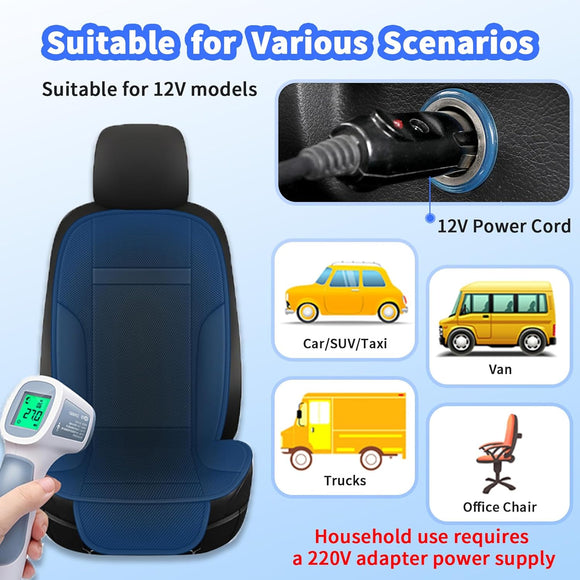 Cooling Car Seat Cushions 12V Automotive Summer Cooler Pad-Air Conditioned Air Circulation Ventilated Seat Cover for Car SUV Truck Universal Fit 1 Pack (Black Seat Cushion and Back Cushion)