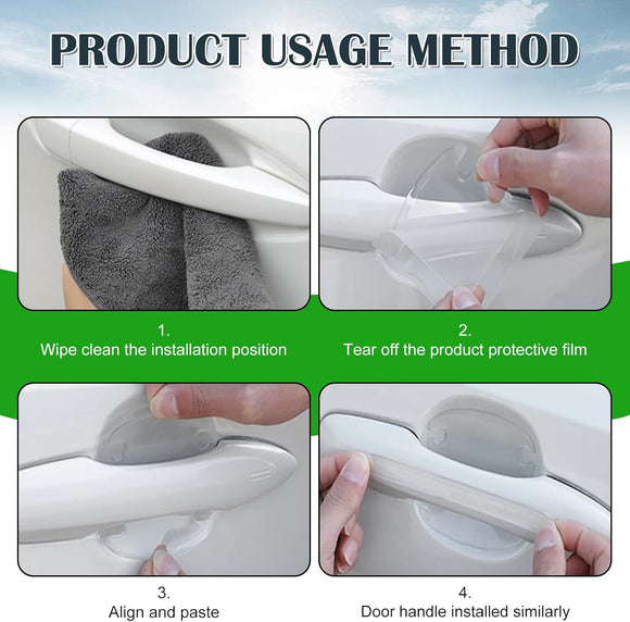 16PCS Car Door Handle Protector Waterproof Anti-Scratch Paint Invisible Cars Door Handle Bowl Sticker Avoiding Scratches Auto Exterior Accessories Protection Film for Most Models (Clear Transparent)