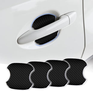 4PCS Car Door Handle Protectors Anti-Scratch TPU Carbon Fiber Protective Film 3D Door Cup Sticker Universal Fit for Most Cars SUVs Trucks Car Exterior Accessories