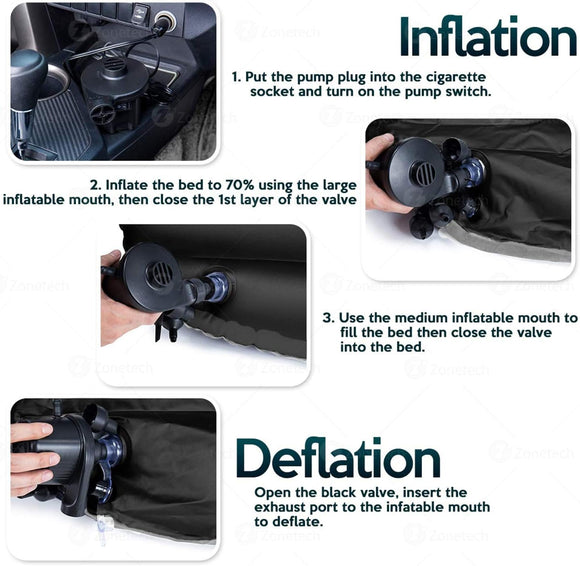 Inflatable Car Air Mattress Back Seat Bed with Air Pump Thickened Portable Car Travel Sleeping Camping Air Mattress Blow Up Bed for Car Universal SUV