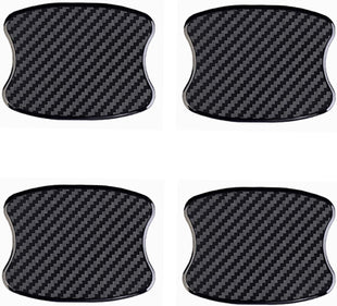4Pcs Car Door Handle Protective Films Universal 3D Carbon Fiber Car Door Handle Paint Protection Film for Grip Recesses(S)