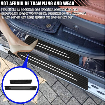 Car Door Sill Protector Anti-Scratch Carbon Fiber Trunk Door Sill Protection Door Entry Edge Guard Car Door Threshold Protection Sticker Universal Vehicle Trim Cover for Car Truck SUV (9Pcs) - 0