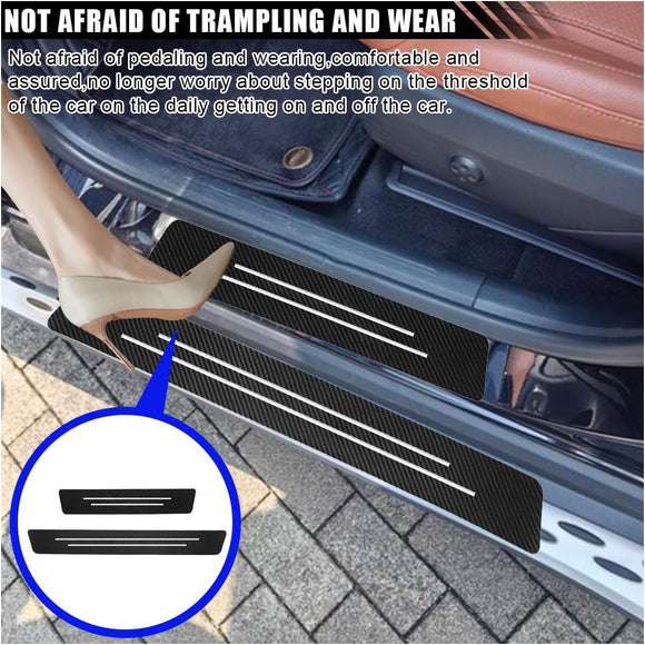 Car Door Sill Protector Anti-Scratch Carbon Fiber Trunk Door Sill Protection Door Entry Edge Guard Car Door Threshold Protection Sticker Universal Vehicle Trim Cover for Car Truck SUV (9Pcs)