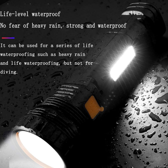 Solar/Rechargeable Multi Function 1000 Lumens LED Flashlight with Emergency Strobe Light and 1200 Mah Battery Emergency Power Supply and USB Charging Cable Fast Charging (1PC)