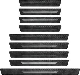 9 PCS Car Door Sill Protector Waterproof Carbon Fiber Style Car Door Entry Guard Sill Protector Anti-Scratch Door Threshold Strips Stickers for Most Vehicles Car Accessories