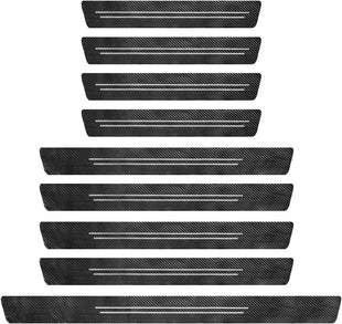 9 PCS Car Door Sill Protector Waterproof Carbon Fiber Style Car Door Entry Guard Sill Protector Anti-Scratch Door Threshold Strips Stickers for Most Vehicles Car Accessories