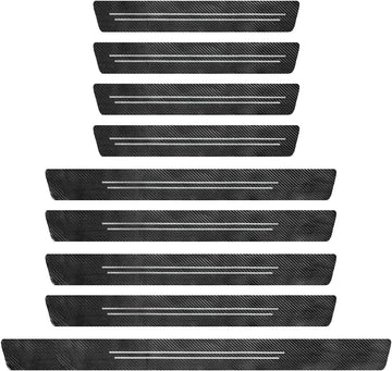 9 PCS Car Door Sill Protector Waterproof Carbon Fiber Style Car Door Entry Guard Sill Protector Anti-Scratch Door Threshold Strips Stickers for Most Vehicles Car Accessories