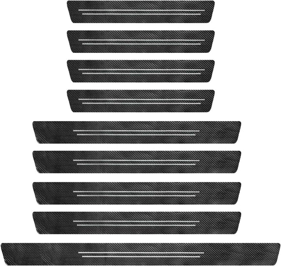 9 PCS Car Door Sill Protector Waterproof Carbon Fiber Style Car Door Entry Guard Sill Protector Anti-Scratch Door Threshold Strips Stickers for Most Vehicles Car Accessories