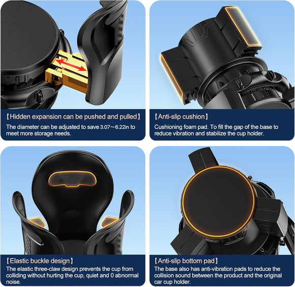 Cup Holder for CarCar Cup Holder Expander with Adjustable Cup Holder and Adjustable Base Large Cup Holder Adapter for Car Can Serve as Water Bottle Holder Drink Holder