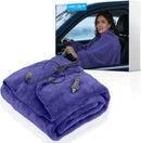 Wearable Car Electric Blanket 12 Volt Heated Travel Blanket Plug in Heating Throw for Car Truck SUV Van with Controller 2 Heating Level Ideal for Camping Traveling(41x55 Blue)-1