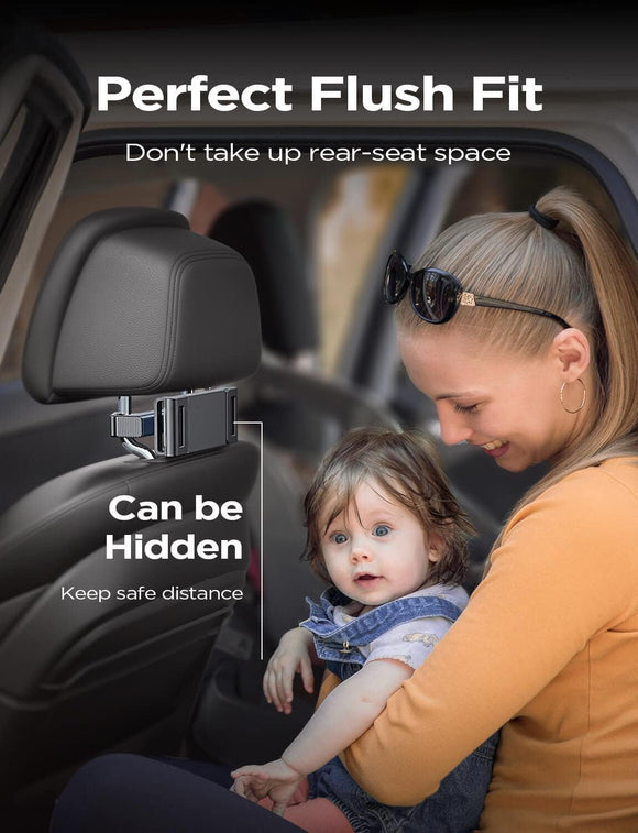 Tablet Holder for Car Headrest iPad Car Holder Back Seat Travel Accessories Long Road Trip Essentials for Kids Black Tablet Stand for iPad Pro Air Mini Galaxy Fire 4.7-12.9 Devices
