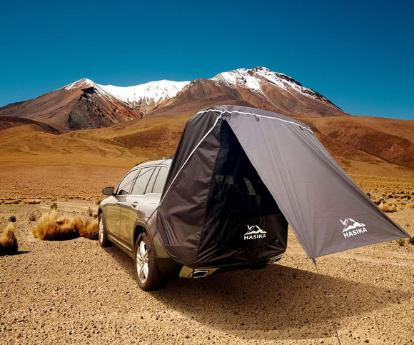 SUV Camping Tent Car Tailgate Shade Awning with Screen Net Waterproof 3000MM UPF 50+ Black (Small)