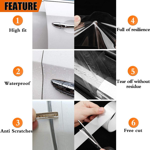 Anti-Scratch Anti-Collision Adhesive Strip Car Door Edge Guard Protector Strip Car Scuff Plate Protectors Transparent Invisible Tape for Rear Bumper/Door(33Ft x 2In)