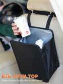 3 Gallons Open-Top Car Trash Can Large Capacity Hanging Leakproof Car Trash Bag with Water-proof PEVA Liner Stand Trash Bag for Cars Foldable Storage Bag for Cars SUV Truck RV Black-6
