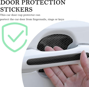 8PCS Car Door Handle Protector with Reflective Design Universal Fit Black Plastic Reflective Door Handle Scratch Protector