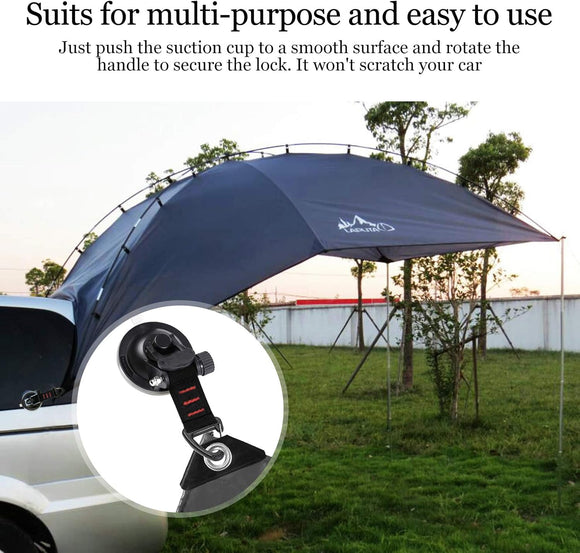 Suction Cup Hooks Heavy Duty 4 Pieces Car Camping Essentials Upgraded Tie Down Suction Cup Camper Accessories with Securing Hook Strong Power for RV Boat Window Glass Camping Trap.(4 pcs)