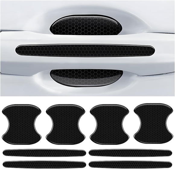 8Pcs Car Door Handle Bowl Sticker Reflective Car Door Handle Paint Scratch Protector Self-Adhesive Scratch Collision Protection Guard Auto Exterior Decor Universal for SUV Truck RV