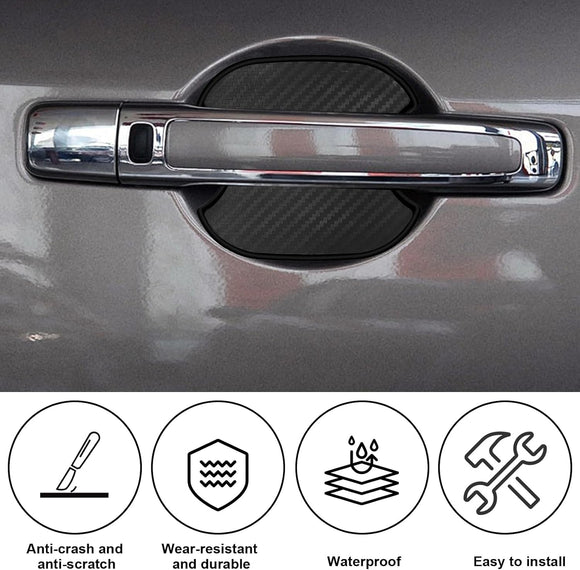 4PCS Car Door Handle Stickers Scratch Protectors Carbon Fiber Car Door Handle Bowl Sticker Universal Door Handle Protective Film for Most Models (Medium)