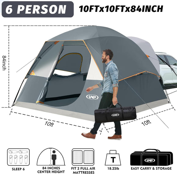 SUV Dome Tent for Camping Outdoor 6 Person Car Camping Tent Easy Set Up SUV Tailgate Tent with Rainfly 10 x 10 Vehicle Camping Tent