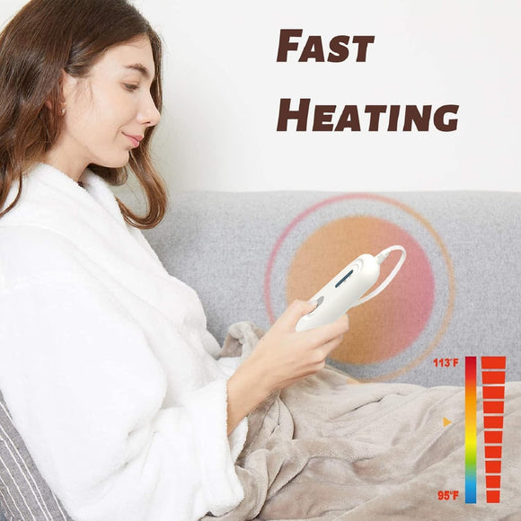 Electric Heated Blanket Throw Super Cozy Soft 2-Layer Flannel 50 x 60 Heated Throw with 3 Heating Levels & 4 Hours Auto Off Machine Washable ETL&FCC Certified Home Office Use Camel