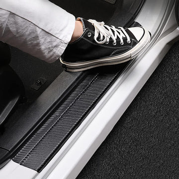 Car Door Sill Protector 4 PCS Door Sill Protector Anti-Scratch Anti-Collision Carbon Fiber Leather Front/Rear Decorative Door Protector Car Interior Accessories - 0
