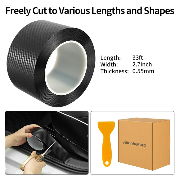 Upgraded carbon fiber wrap door sill protector car door protector edge guards car vinyl wrap Vinyl Automotive Protection Film Anti-Collision Fits for car Truck SUV Motorcycle (2.7In x 33Ft)