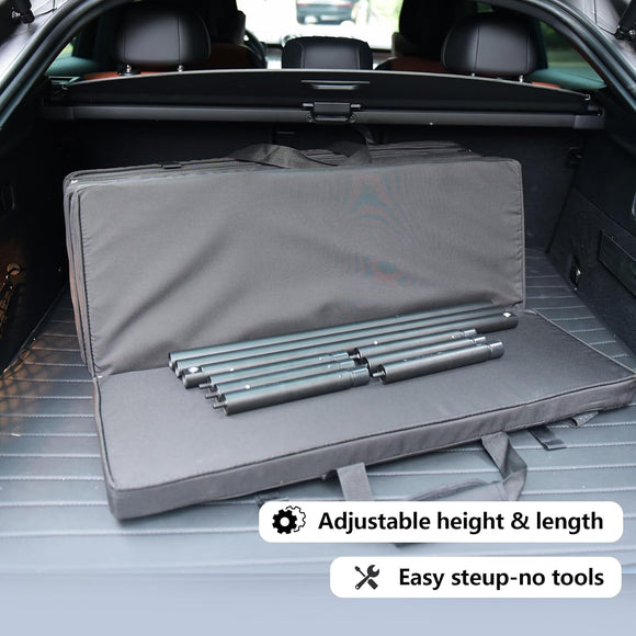 Folding Car Bed with Adjustable Height and Length Camping Bed 600D Oxford Fabric Mattress Carbon Steel Frame Sleeping Platform for Vehicle 39.5-71.5 x 33.5 x8.3-10.6 (Short-Legs)
