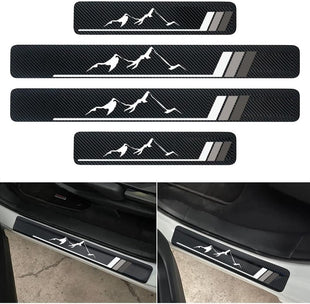 4Pcs Front/Rear Carbon Fiber Car Door Sill Protector Door Entry Guard Door Sill Protector fit for Car SUV Truck Universal