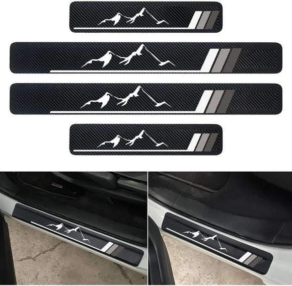 4Pcs Front/Rear Carbon Fiber Car Door Sill Protector Door Entry Guard Door Sill Protector fit for Car SUV Truck Universal