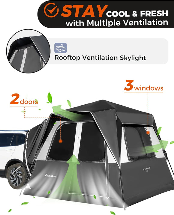 SUV Tent Instant 6-8 Person Waterproof & Windproof Tailgate Car Camping Tent with Movie Screen for Family Camping & Outdoor Adventures