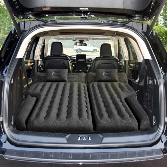SUV Air Mattress for Trunk: Upgraded Car Camping Mattress with Flocked Surface and Extra Thick Bottom Van Sleeping Bed for Back Seat with Pump Nozzle Repair Patch Carry Bag