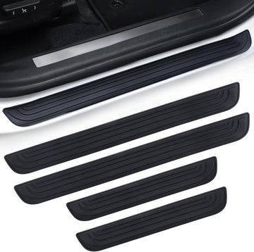 Car Door Threshold Protection 4PCS Door Edge Step Dust Shield Cover Door Width 23.6x2.36inch Car/SUV Universal Rubber Scratch Resistant Exterior Accessories (Black)