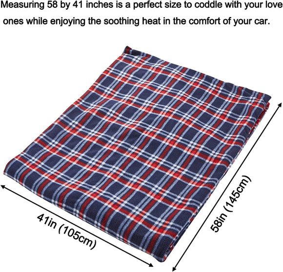 Electric Car Blanket Heated 12-Volt Polar Fleece Electric Blanket Travel Throw for Car Truck SUV RV - Great for Winter Home Road Trip and Camping Use (58x41)