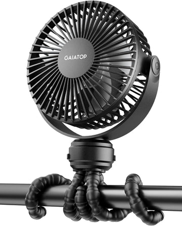 Mini Portable Stroller Fan Battery Operated Small Clip on Detachable 3 Speed Rechargeable 360 Rotate Flexible Tripod Better Cooling for Car Seat Crib Treadmill Travel Black