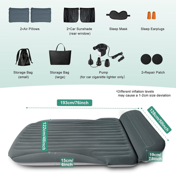 SUV Air Mattress with Double-Sided-Thick Flocked/with The Most Complete Sleeping Accessories/Car Mattress with Pump & Built-in Pillow/Car Air Mattress for Auto Camping Road Trip